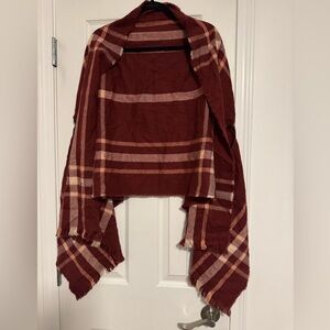 Serra Burgundy Plaid Poncho